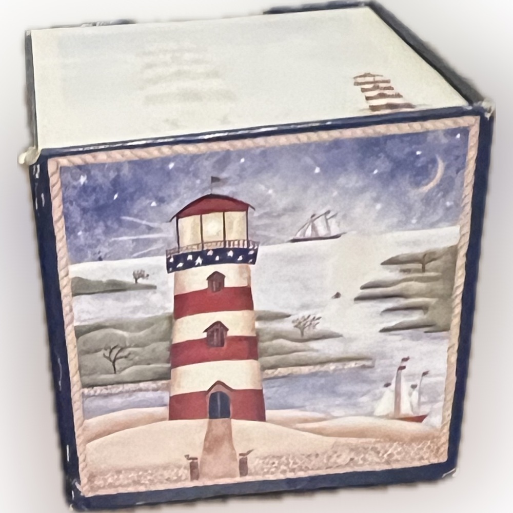 ❌Vintage Cube Coastal Lighthouse Notepad Container Stationery Accent Decor - Picture 3 of 8
